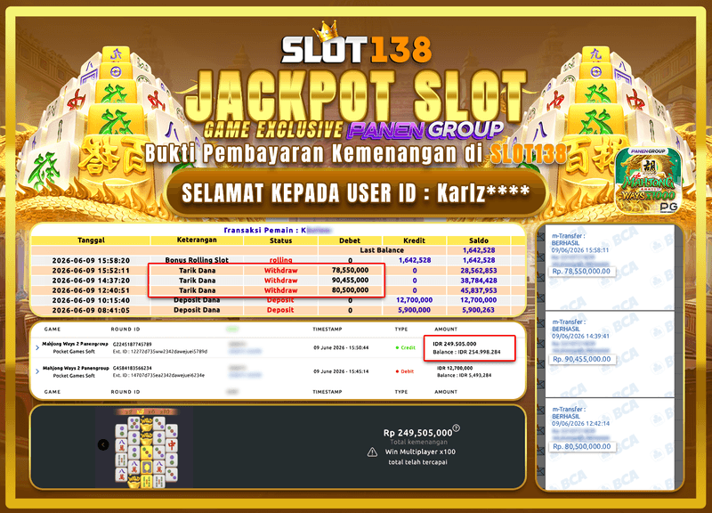 CUAN GEDE! MAHJONG WAYS 2 JEBOL 249 JUTA DI SLOT138!